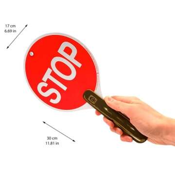 Liontouch - Stop & Go Sign, Red & Green | 3+ Years - 11.8 x 6.7 in | Durable & Reversible Lollipop-Shaped Foam Toy Paddle for School Patrols | Ideal for Teaching Kids Traffic & Street Safety