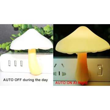 AUSAYE 2 Pack Sensor LED Night Light Plug in NightLight Energy Saving Wall Lamp Mushroom Night Lights for Bedroom, Bathroom,Toilet,Hallway,Kitchen,Kids,Adults Warm White