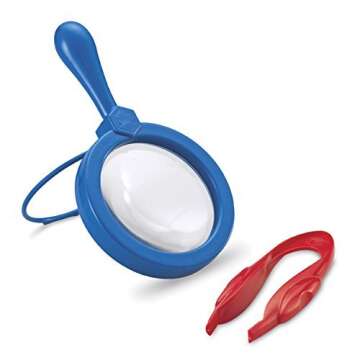 Learning Resources Magnifier & Tweezers - Fine Motor Toys for Kids Ages 3+ Science Toys for Kids, Magnifiers for Kids