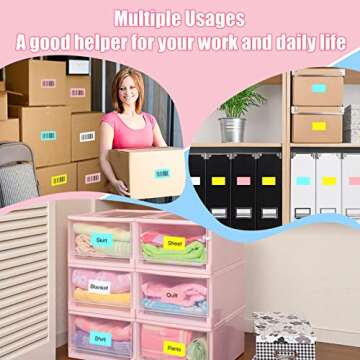 Gersoniel 4000 Square Labels Strong Adhesive Direct Thermal Labels Color Shipping Stickers Printable Self Adhesive for Thermal Printer 4 Rolls, Pink Yellow White Blue(1.18 x 1.97)
