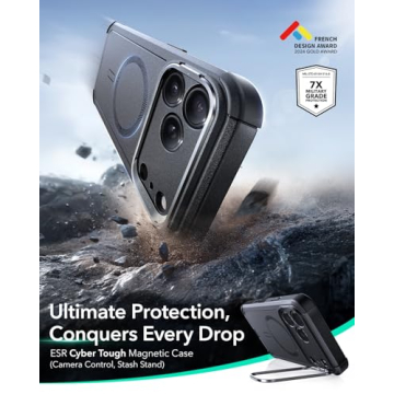 ESR for iPhone 17 Pro Max Case with Stash Stand, 7X Military-Grade Drop Protection with Camera Contr...