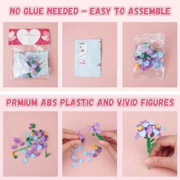 KOPHINYE Valentine Day Gifts for Kids, 24 Flower Building Blocks