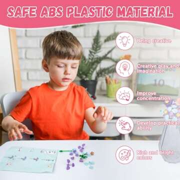 KOPHINYE Valentine Day Gifts for Kids, 24 Flower Building Blocks