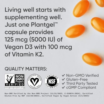 Sports Research Vegan D3 K2 Softgels for Bone Health