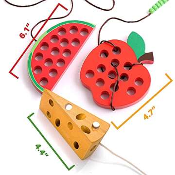 KLT Lacing Toy for Toddlers, Wooden Threading Toy Kids Travel Car Airplane Activities, Road Trip Ess...