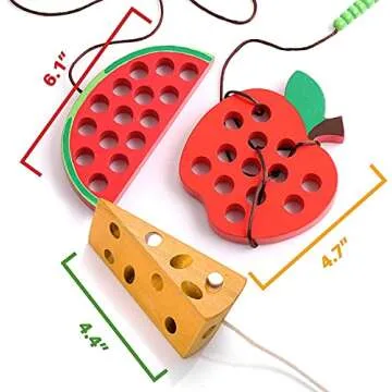 KLT Lacing Toy for Toddlers, Wooden Threading Toy Kids Travel Car Airplane Activities, Road Trip Ess...