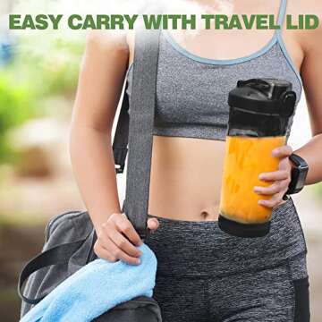 Portable Blender,270 Watt for Shakes and Smoothies Waterproof Blender USB Rechargeable with 20 oz BPA Free Blender Cup and a Travel Lid. (Black, 20 oz)