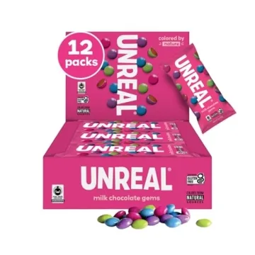 UNREAL Milk Chocolate Gems | Fair Trade, Gluten Free | 12 Snack Packs