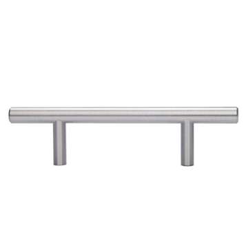 Amazon Basics Euro Bar Cabinet Handle (3/8-inch Diameter), 5.38-inch Length (3-inch Hole Center), Satin Nickel, 50-Pack