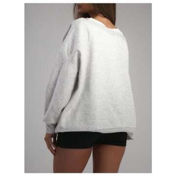 RoseSeek Women's Off The Shoulder Sweatshirt Long Sleeve Drop Shoulder Oversized Pullover Tops Fall Outfits Light Grey XXS