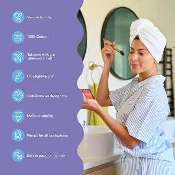 Turbie Twist 3-Pack Cotton Hair Towel Wrap - Luxury Fast-Drying Turbans for Beauty & Travel