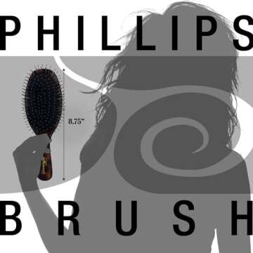 Phillips Brush Monarch Cushioned Hair Brush with Ball Tipped Bristles - Tortoise Shell Color Professional Quality Detangling Hair Brush for All Hair Types