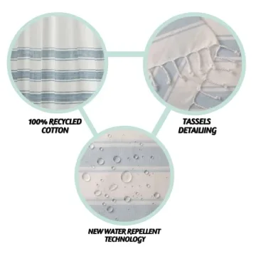 Folkulture Boho Shower Curtain with Tassels 72 inch