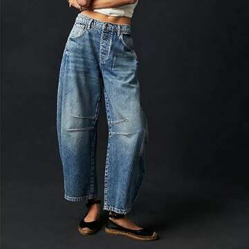 VILAGRAH Women's Baggy Cropped Denim Pants - Stylish Comfort