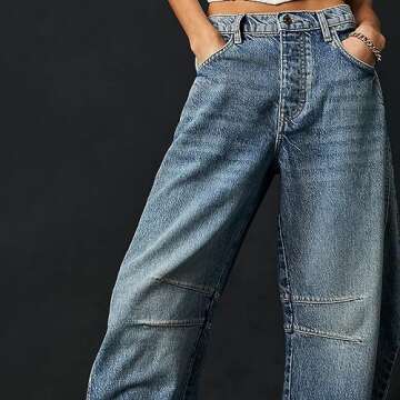 VILAGRAH Women's Baggy Cropped Denim Pants - Stylish Comfort