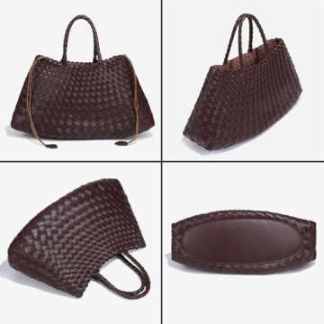 Stylish Rejolly Woven Leather Basket Bag for Women