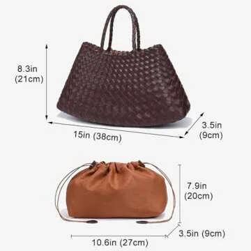 Stylish Rejolly Woven Leather Basket Bag for Women