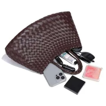 Stylish Rejolly Woven Leather Basket Bag for Women