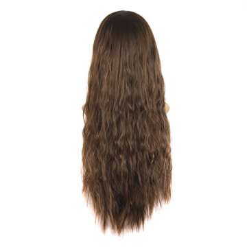 MapofBeauty 28 Inch/70 cm Beautiful Women's Flat Bang Long Wave Curly Wigs (Brown)