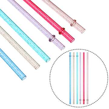 48 Pcs Plastic Straws with Team Bride Flags Reusable Glitter Drinking Straw(Red, Dark Blue, Pink, Champagne, Purple, Blue)