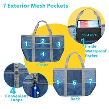 F-color Mesh Beach Bag - Oversized Beach Tote for Women