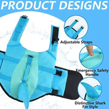 EMUST Dog Life Jacket, Ripstop Dog Lifesaver Vests with Rescue Handle for Small Medium and Large Dogs, Pet Safety Swimsuit Preserver for Swimming Pool Beach Boating (XS,Pool Blue)