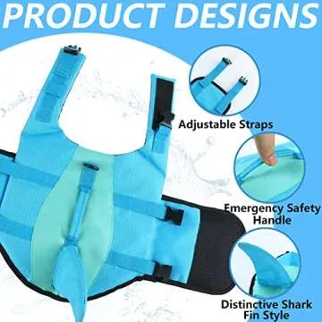 EMUST Dog Life Jacket, Ripstop Dog Lifesaver Vests with Rescue Handle for Small Medium and Large Dogs, Pet Safety Swimsuit Preserver for Swimming Pool Beach Boating (XS,Pool Blue)