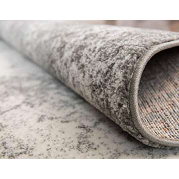 Unique Loom Rosso Collection Traditional, Vintage, Medallion, Border, Distressed, Southwestern Area Rug, 2 ft x 6 ft, Gray/Ivory