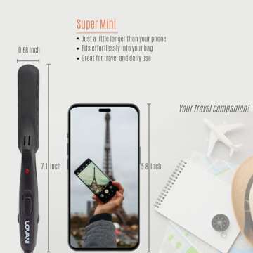 LOVANI Mini Flat Iron, Tourmaline Ceramic Small Hair Straightener, Dual Voltage Travel Hair Iron for Worldwide Use, Portable Mini Straightener with Insulated Bag