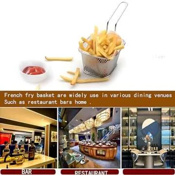 WINHONW 8pcs Mini Square Fry Bakests French Fries Basket 4.1x3.3x2.6Inches Table Serving Frying Chip...