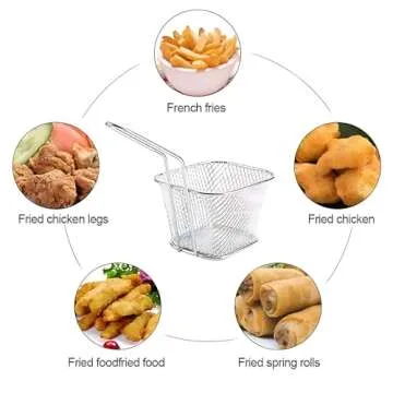 WINHONW 8pcs Mini Square Fry Bakests French Fries Basket 4.1x3.3x2.6Inches Table Serving Frying Chips Baskets, French Fry Holder for Kitchen Restaurant Party Barbecue(Silver)