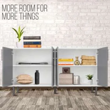 EconoHome Grey Wood Buffet Cabinet for Any Room