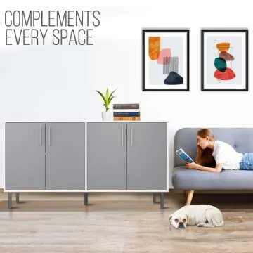 EconoHome Grey Wood Buffet Cabinet for Any Room