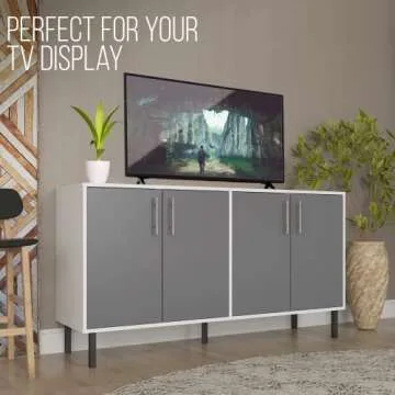 EconoHome Grey Wood Buffet Cabinet for Any Room