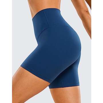 CRZ YOGA Womens ButterLuxe Biker Shorts 6 Inches - High Waisted Workout Running Volleyball Spandex Yoga French Navy XX-Small