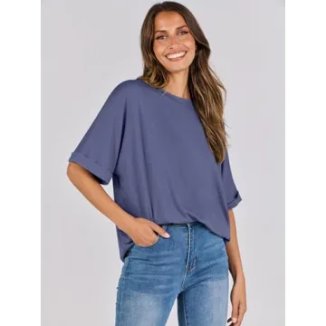 ANRABESS Women's Oversized Comfortable Trendy Summer Tee