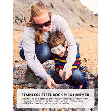 INCLY 15 PCS Rock Pick Hammer Kit with Tools, Accessories & Musette Bag