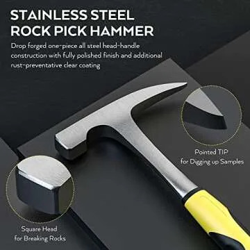 INCLY 15 PCS Rock Pick Hammer Kit for Geology Enthusiasts