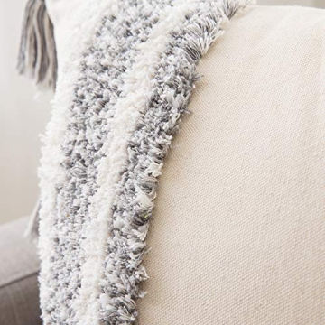 MIULEE Decorative Throw Pillow Cover with Stylish Tassels and Tufting
