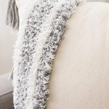MIULEE Decorative Throw Pillow Cover with Stylish Tassels and Tufting