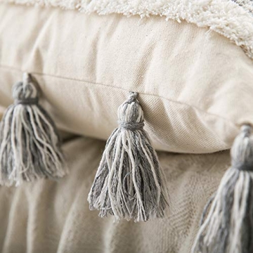 MIULEE Decorative Throw Pillow Cover with Stylish Tassels and Tufting