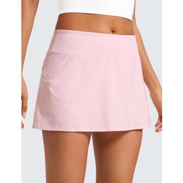CRZ YOGA Women's Quick Dry Pleated Tennis Skirts Mid Waisted Cute Athletic Workout Running Sports Go...