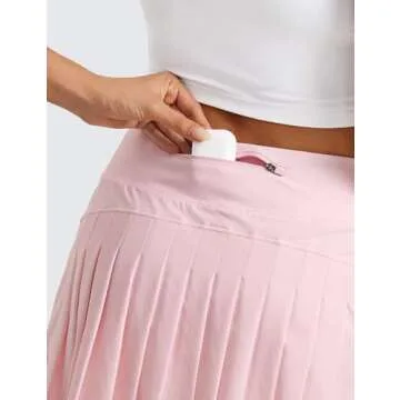 CRZ YOGA Women's Quick Dry Pleated Tennis Skirts Mid Waisted Cute Athletic Workout Running Sports Golf Skorts Volleyball Strawberry Pink X-Small
