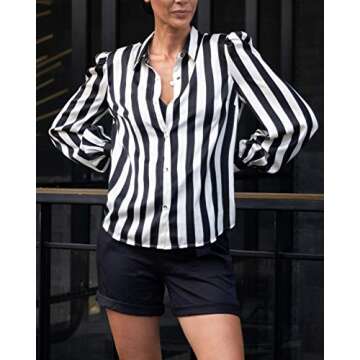 The Drop Women's Black/White Stripe Angel Sleeve Long Sleeve Shirt by @jonnycota, L