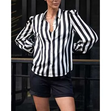 The Drop Women's Black/White Stripe Angel Sleeve Long Sleeve Shirt by @jonnycota, L