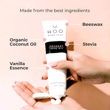 Woo More Play Coconut Love Oil | Organic Coconut Oil Personal Lubricant for Men and Women | Natural and Clean Ingredients | Doubles as Massage Oil | Relaxing Scent | 3.3 fl Oz