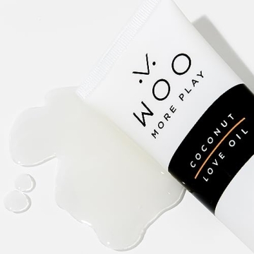 Woo More Play Coconut Love Oil | Organic Coconut Oil Personal Lubricant for Men and Women | Natural and Clean Ingredients | Doubles as Massage Oil | Relaxing Scent | 3.3 fl Oz
