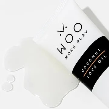 Woo More Play Coconut Love Oil | Organic Coconut Oil Personal Lubricant for Men and Women | Natural and Clean Ingredients | Doubles as Massage Oil | Relaxing Scent | 3.3 fl Oz
