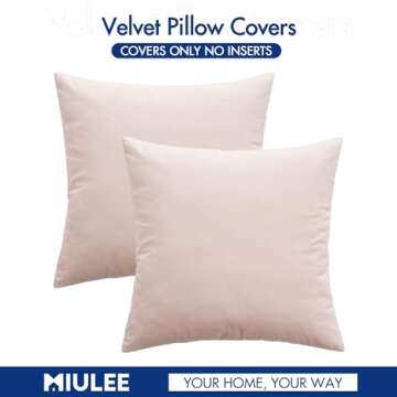 MIULEE Pack of 2 Pillow Covers Velvet Throw Pillow Covers 20x20 Inch Soft Solid Decorative Square Set Cushion Cases for Spring Couch Sofa Bedroom
