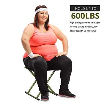 TRIPLE TREE Folding Stool 17.8" Height Heavy Duty Camping Stool Outdoor Portable Chair Hold up to 600 lbs for Walking Hiking Fishing